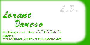 lorant dancso business card